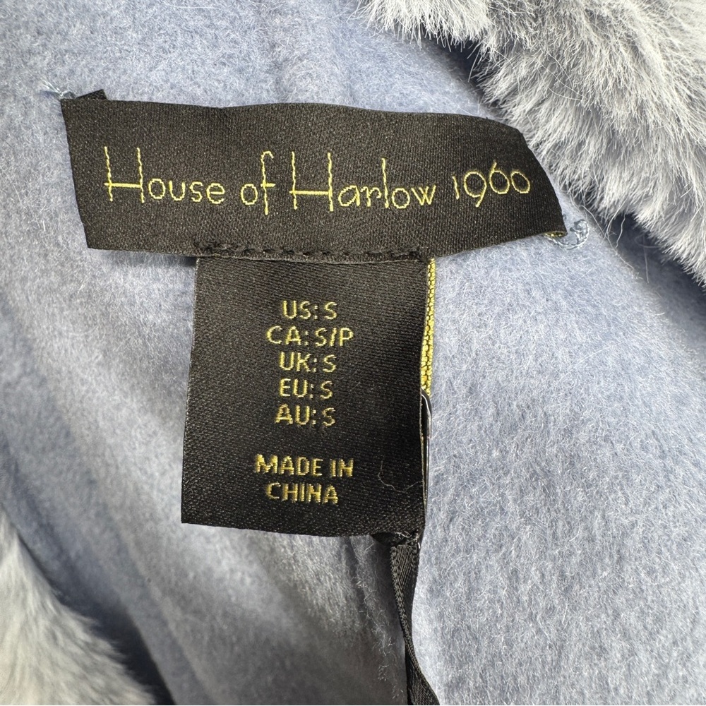 House of Harlow 1960 Ice Blue Faux Fur Wool Blend Winter Designer Coat - Picture 12 of 13
